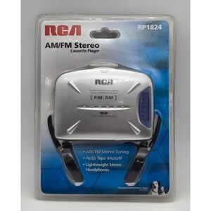 RCA AM FM Stereo Cassette Player Portable Silver Headphones New Sealed